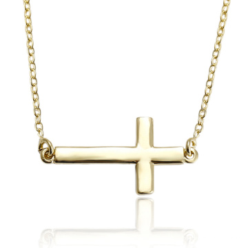 43655 Xuping медные ювелирные изделия простой стиль 14 К Золотой крестик ожерелье